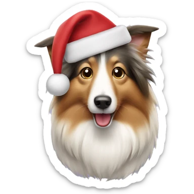 shetland sheepdog dressed for christmas sticker
