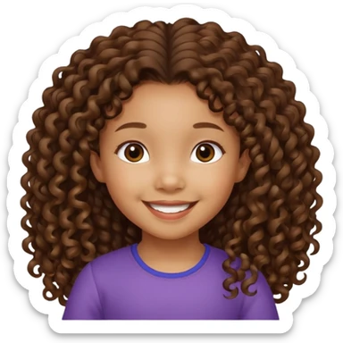5 year old blasian girl with long brown curly hair sticker