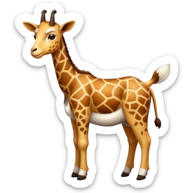 A goat with a giraffe body sticker