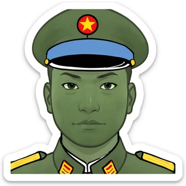 Chinese man in military uniform sticker