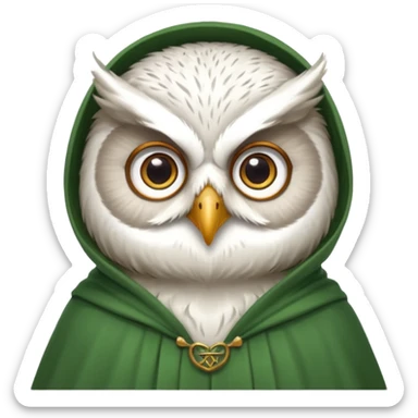 white owl professor in green cloak  sticker
