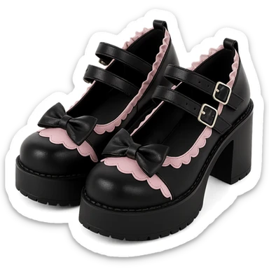 BLACKPINK-inspired gothic shoes, no hearts, black and pink, cute, remove background sticker