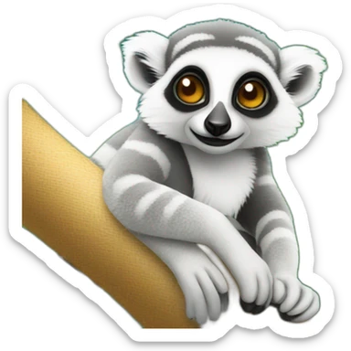 lemur resting under a palm tree sticker