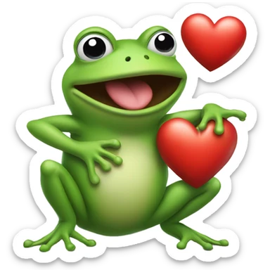 frog smacking away a heart sticker