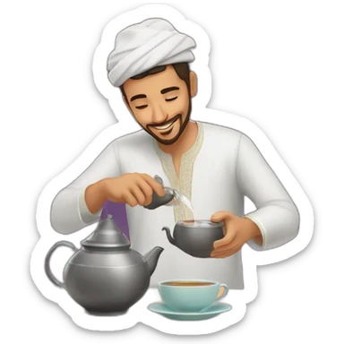 Moroccan guy wearing jellaba and pouring moroccan tea sticker
