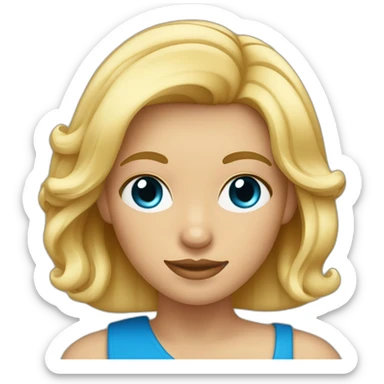 fille blonde bronzé avec les cheveux au carré et les yeux bleu folle sticker