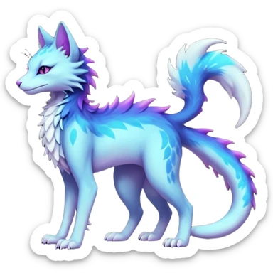 Kawaii dark gloomy bio-luminescent abyssal colorful edgy fantasy ethereal feline-vernid-sergal-fursona animal creature with a tufted tail full body sticker
