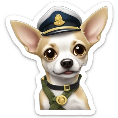 Chihuahua blanc poilu à taché sticker