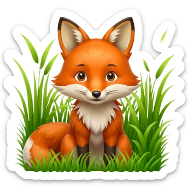 A curious fox peeking from behind tall grass.









































 sticker