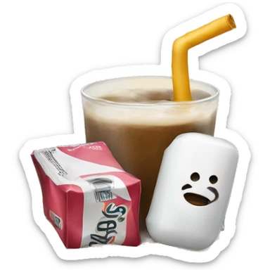 Marschmellow with a drink packet drinking sticker