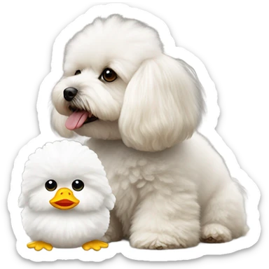 Maltipoo with white toy duck sticker