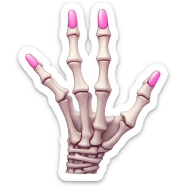 skeleton hand with long pink nails sticker