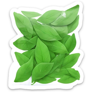 Crushed up green leaves in a ziplock bag sticker