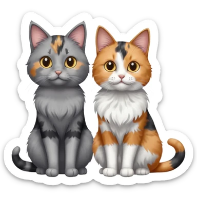 Grey cat and an calico cat together  sticker