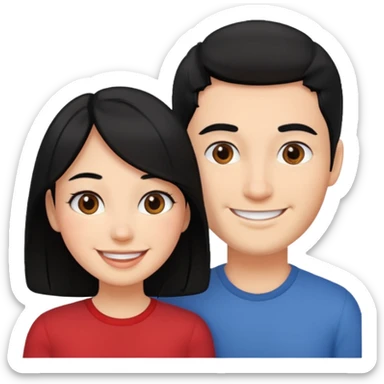A couple with black hair and even skin smiling sticker