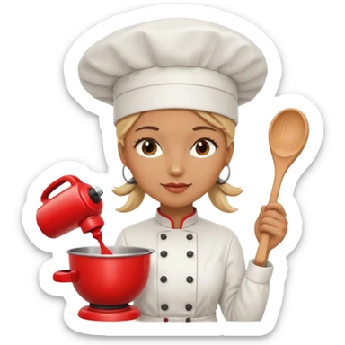 cocinera mujer con batidora roja sticker
