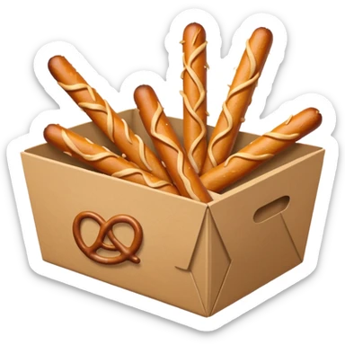 Pretzel sticks on food paper box sticker