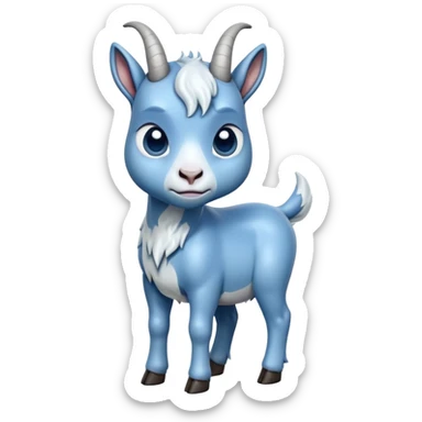 Very Sad-crying with tears-cute-small-full body-blue goat-head tilted back sticker