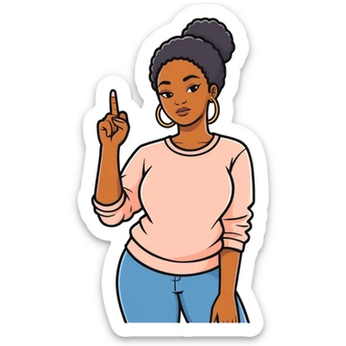 Black woman sticking the middle finger sticker