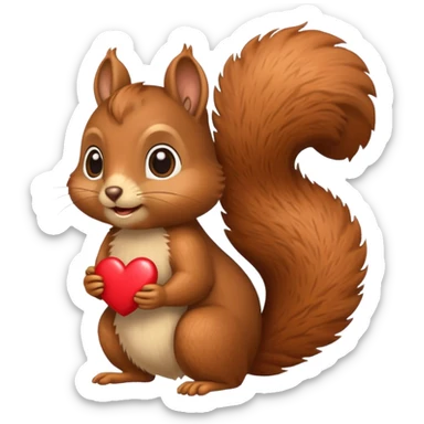 Squirrel with acorn and heart eye sticker
