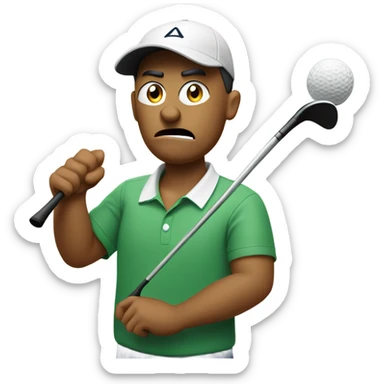 Golfer emoji with angry face  sticker