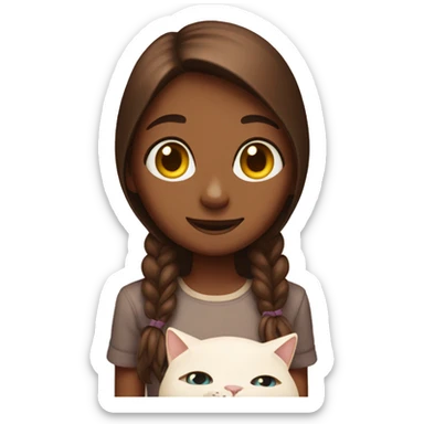 Brownie girl with cat sticker