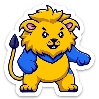 The Beast from Beauty and the Beast, fierce lion-like creature with horns and royal blue outfit sticker
