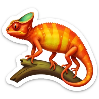 Chameleon with red orange and yellow  sticker