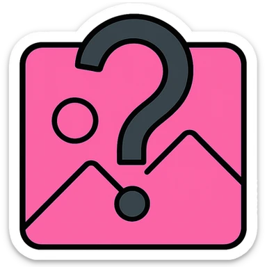 minimal icon style image placeholder emoji, pink color, large question mark overlay sticker