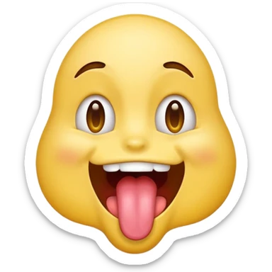 Emoji sticking its tongue out and drooling while looking up ecstatic happy and drooling sticker