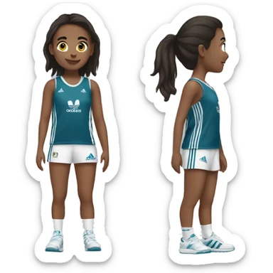 A girl wearing adidas jursey and taking a picture sticker