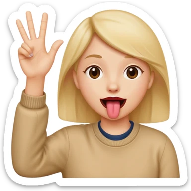 person emoji with tongue out, one hand waving, playful expression sticker