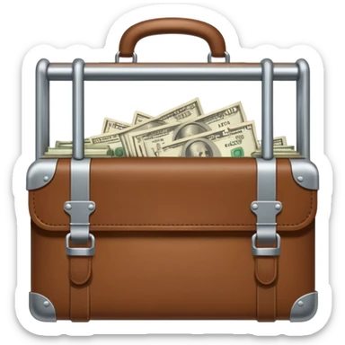 a briefcase with money behind prison bars sticker