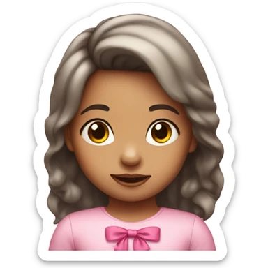 toddler girl with pink bow long hair sticker