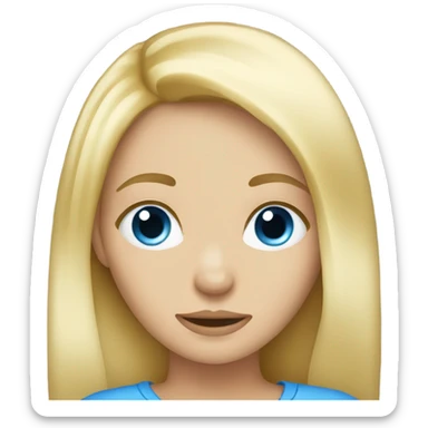 blonde girl with blue eyes being lazy sticker