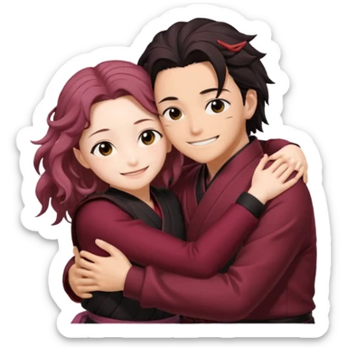 Demon slayer nezuko and tanjiro hug  sticker