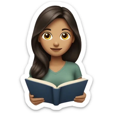 Brunette girl reading a book sticker