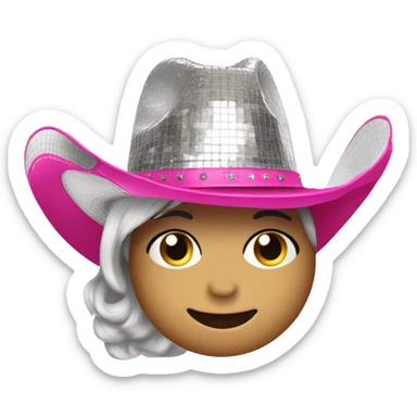Silver Disco ball wearing pink cowgirl hat  sticker
