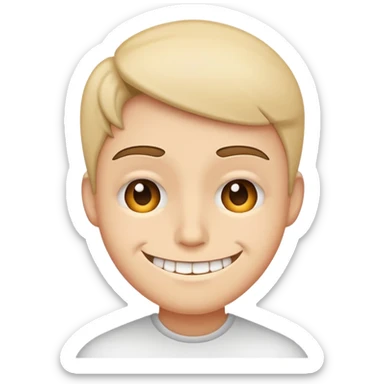 person with a forced fake smile, insincere smile sticker