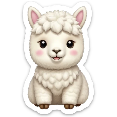 Cute smiling white alpacka stuffed toy sticker
