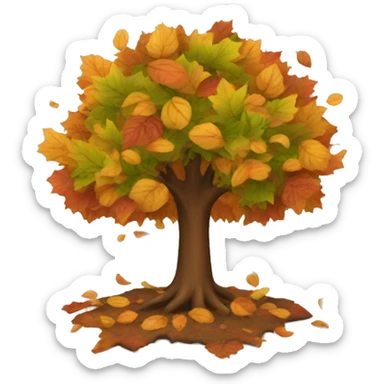 Autumn tree with leaves falling  sticker