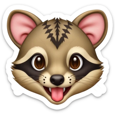 civet shows yummy face with long tongue sticker