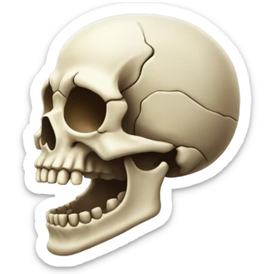 The skull emoji but its jaw is wide open sticker