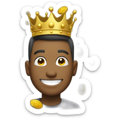 happy man crown grabbing a lot of money sticker