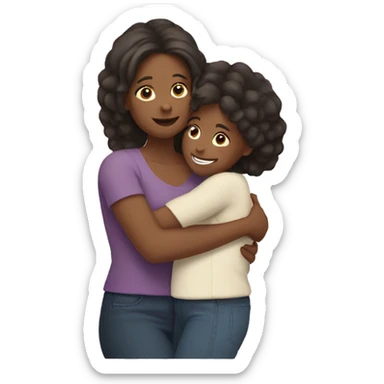 Mom and daughter hugging sticker