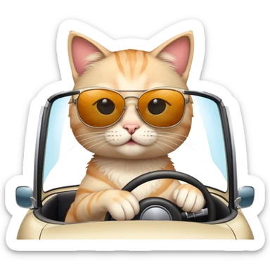 Cat with sunglasses driving a car sticker