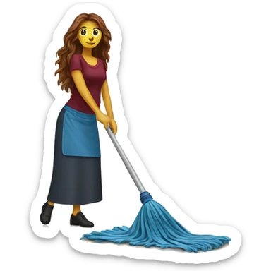Beautiful burgundy long haired woman mopping the floor sticker