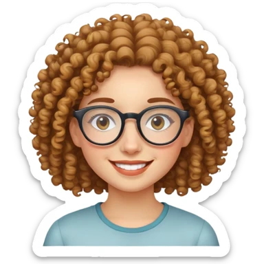 smiling curly-haired girl with glasses sticker