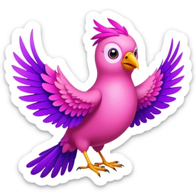 Pink bird with purple wings  sticker