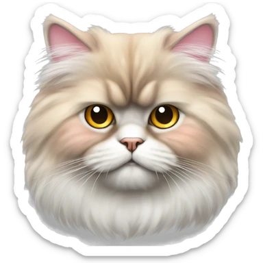 fluffy Persian cat. color: white and head, ears and area in the area of ​​the right eye gray-red color. eye amber color. nose pink color sticker
